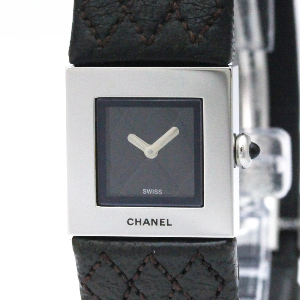 CHANEL Matelasse Steel Leather Quartz Ladies Watch H0116 Polished